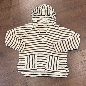 Madewell Striped Hoodie Women’s Small Black & Cream Hooded Shirt